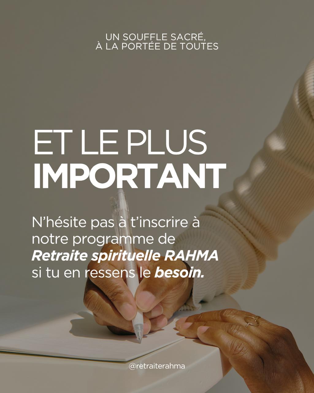 Et le plus important — inscription au programme